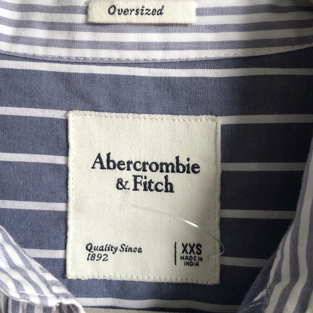 New Abercrombie and Fitch Womens Oversized Poplin Colorblock Shirt Stripe - Picture 12 of 15